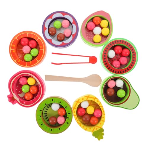 Abaodam Holz Obst Farbensortierspiel Lernspielzeug mit Früchte Design Farbige Becher zum Zuordnen Entwicklung von Farberkennung Hand Auge Koordination für Kleinkinder und Vorschulkinder von Abaodam