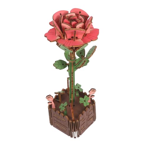 Abaodam Holz Puzzle DIY Bausatz mit Vase Langlebiger Holzblumenstrauß für Erwachsene Dekoratives Blumenmodell aus Natürlichem Robustem Holz Entspannendes Bastelset für Schreibtisch und von Abaodam