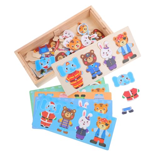 Abaodam Holz Puzzle Tier Ankleidespiel Lernspielzeug für Kreatives DIY Holzspielzeug Kreativität und Vorstellungskraft Geeignet für Jungen und Mädchen von Abaodam
