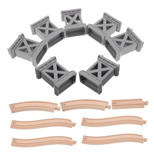 Abaodam Holz Zugbrücken mit Brückenpfeilern und Gebogenen Schienen Kompatibel mit Holzspielzeug Eisenbahnen Fördert Kreativität und Realistische Spielwelten von Abaodam