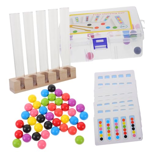 Abaodam Holzperlen Fädelspielzeug mit Pinzette und Reagenzglas Farbenfrohes Montessori Lernspielzeug für Kleinkinder Fördert Hand Auge Koordination Feinmotorik und Farberkennung von Abaodam