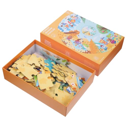 Abaodam Holzpuzzle Bunter Cartoon Waldtiere Lernspielzeug Rundes Holz Lernpuzzle Motorische Fähigkeiten Ab Jahren von Abaodam