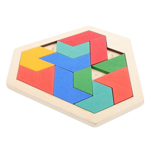 Abaodam Holzpuzzle Sechseckig Logisches Tangram Spiel Vielseitiges Musterblock Lernspielzeug für Frühe Montessori Denkspiel zur Kreativität und Iq steigerung von Abaodam