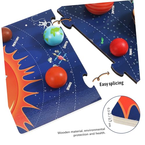 Abaodam Holzpuzzle Sonnensystem Lernspielzeug Stabiles Planetenmodell für Pädagogisches Weltraumspiel Einfach zu Montieren und Platzsparend Geschenk für Weltrauminteressierte von Abaodam
