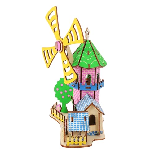 Abaodam Holzpuzzle Windmühlenhaus DIY Bausatz aus Stabilem Holz Einfach zu Montierendes Holzmodell für Erwachsene Langlebiges Puzzle mit Feiner Struktur und Dekorativem Design von Abaodam