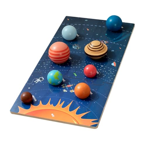 Abaodam Holzspielzeug Sonnensystem Puzzle für Planeten Montessori Motorikspielzeug Ab Jahr Lernspielzeug Frühförderung Weltraum Holzpuzzle von Abaodam