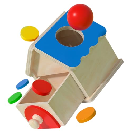Abaodam Holzspielzeug für Junge Mädchen Montessori Objektpermanenz Box Motorikwürfel Farb und Formerkennung Pädagogisches Lernspielzeug für Kleinkinder zur Konzentration und Feinmotorik von Abaodam