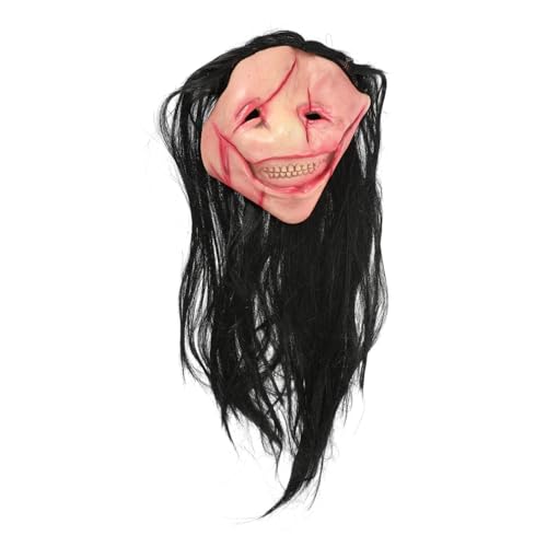 Abaodam Horror Maske Mit Langen Haaren Für Halloween Realistische Schaurige Gesichtsmaske Für Kostümpartys Und Gruselveranstaltungen Aus Sicherem Und Kunstwolle Gefertigt von Abaodam