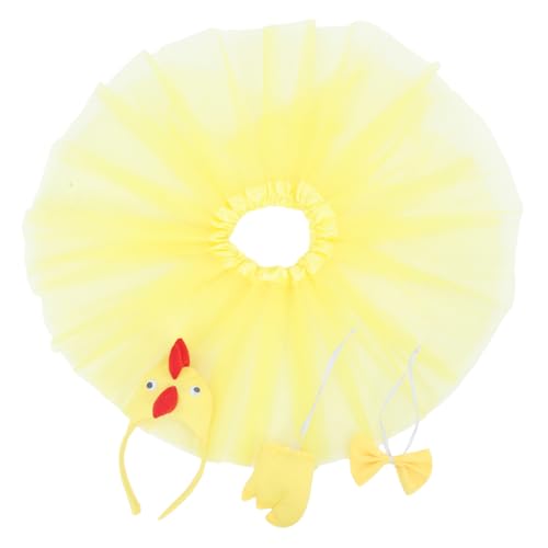 Abaodam Hühnchen Kostüm Set für Ostern Teiliges Set mit Haarreif Tutu und Fliege Lustige Tierkostüm Zubehör für Partys und Feiern Realistisches Hühnchen Design von Abaodam