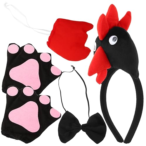 Abaodam Hühner Kostüm Set mit Festlicher Fliege Schwarzes Huhn Stirnband Handschuhe und Hautfreundliches Cosplay Zubehör für Mädchen und Jungen zu Ostern und Karneval Abaodam Hühner Kostüm Set mit Festlicher Fliege Schwarzes Huhn Stirnband Handschuhe und Hautfreundliches Cosplay Zubehör für Mädchen und Jungen zu Ostern und Karneval von Abaodam