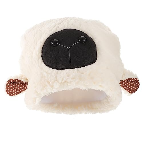 Abaodam Hut mit Lammohren pelzige Ohren tierische Ohren Ziege Kappen Fuchsohren tiermütze weihnachtsmannmützen Weihnachtsmütze Tierkostümhut Schaf Ohrenkappe Kostümrequisiten Sherpa Weiß von Abaodam