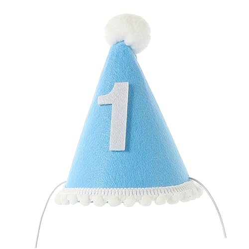 Abaodam Hut zum 1. Geburtstag kindermütze kappe erster geburtstag outfit junge Kleinkind Geburtstagskrone Geburtstag Foto Requisiten erster geburtstag hut stirnband Vlies Blue von Abaodam