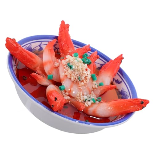 Abaodam Imitation Kochendes Essen Modell Realistisches Dekorationsrequisit für Fotografie und Restaurant Gestaltetes Garnelenmodell für Kreative Inszenierungen von Abaodam
