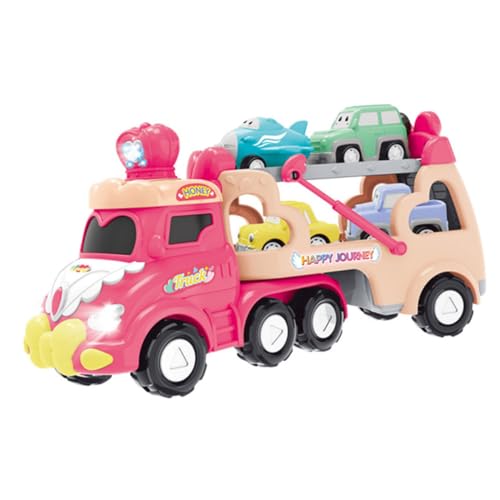 Abaodam Inertiales Modell Auto Pinkes Baufahrzeug LKW für Abziehbares Spielauto Fördert Motorik und Eltern Junge Mädchen Zusammenarbeit von Abaodam