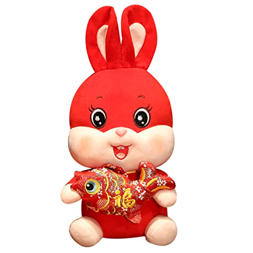 Abaodam Jahr des Hasen-maskottchens Kaninchen-Maskottchen-Puppe Plüschtier Hase Gefüllte Puppe Kaninchen Stofftier Hasenpuppe Neujahr Hasen-stofftier Pp Baumwolle von Abaodam