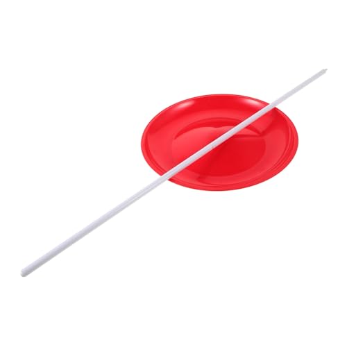 Abaodam Jonglierscheiben-Requisiten Jonglieren Zirkusteller mit Stöcken Spinnteller mit Stick Sich drehende Platten künstler Sich drehender Essteller weiche Spinnplatte Plastik rot von Abaodam