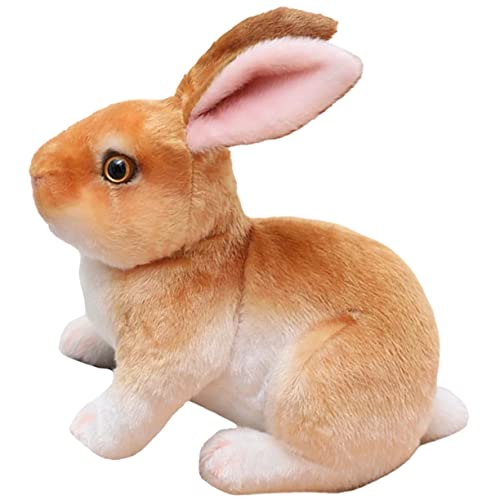 Abaodam Kaninchen Plüschtier realistische Kuscheltiere Drachen Mädchenpuppen hasenfiguren hasenkuscheltiere ausgestopftes Kaninchen entzückender Stoffhase PP Baumwolle Brown von Abaodam