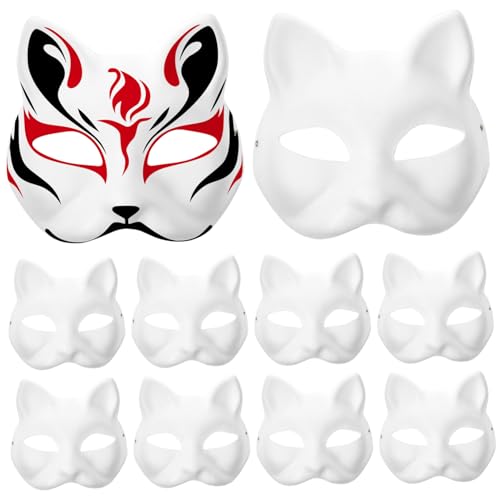 Abaodam Katzen Gesichtsmaske DIY Leere Handbemalte Maske Für Kreative Bastelmaske Für Kindergarten Halloween Kostü Cosplay Zubehör von Abaodam