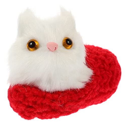 Abaodam Katzenschmuck für kinderspielzeug Plush Toy Plush cat Katzenspielzeug interaktiv frühlingshaftes Katzenspielzeug entzückendes Katzenornament Miniaturkatze Garn rot von Abaodam