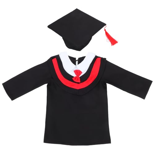 Abaodam Kinder-Kit, Vorschule und Kindergarten, Abschlusskleid, Kleid und Quaste, Set, rot, Abschlusskleid, Kappe, Quaste, Unisex, Abschluss-Uniformen, Kleid für Jungen und Mädchen, 120 cm, schwarzes von Abaodam