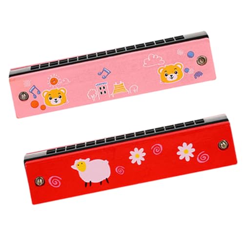 Abaodam 2stücke Holzharmonika Mit Cartoon-Muster Spielzeug Mundharmonika Für Leuchtende Farben Musikinstrument Für Kleine Musiker Und Zu Weihnachten Oder Geburtstagen von Abaodam