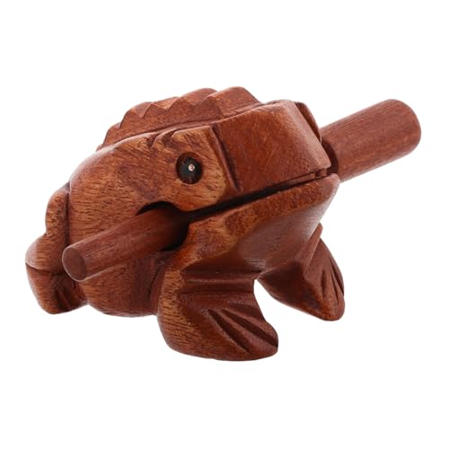 Abaodam Klangspielzeug Musikinstrument Aus Holz Holzfrosch Musikinstrument Mini-musikinstrumente Perkussionsfrosch Percussion-zubehör Percussion-Musikinstrument Hölzern Light Brown von Abaodam