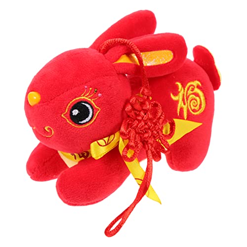Abaodam Kleine Häschenpuppe Ausgestopftes Häschen Festival Kaninchenpuppe Dekoration Zum Chinesischen Neujahr Geschmeidige Kaninchenpuppe Hängendes Festliches Kaninchen 2023 von Abaodam