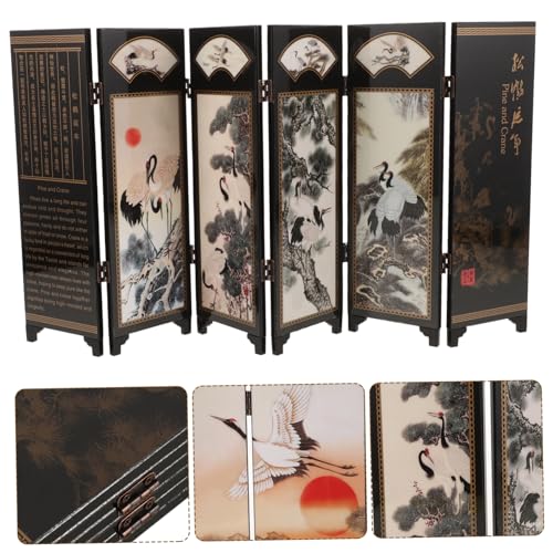 Abaodam Kleiner Antiker Faltbarer Chinesischer Bildschirm Tischschirm Vintage Dekoration Desktop Raumteiler für Wohnzimmer Büro Einzigartiges Kunsthandwerk von Abaodam