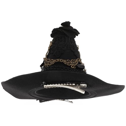 Abaodam Kleiner Hexenhut, Retro-Gothic-Hexen-Haarspange, dekoratives Haar-Accessoire für Halloween-Kostüm, Partyzubehör Abaodam Kleiner Hexenhut, Retro-Gothic-Hexen-Haarspange, dekoratives Haar-Accessoire für Halloween-Kostüm, Partyzubehör von Abaodam