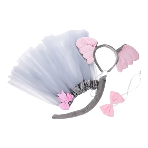 Abaodam Kostüm Set mit Weichem Elefantenohren Stirnband und Grauem Tüllrock mit Schleife Leichtes Party Zubehör für Halloween Fasching Karneval und Cosplay Veranstaltungen von Abaodam