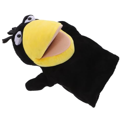 Abaodam Krähe Handpuppe Künstliche Dekoration Cartoon-Puppen Tierpuppen Ungewöhnlich Kletternde Haustierdekoration Feeder Dekoration Leopard Schildkröte Bunte Marionette Plüsch Black von Abaodam