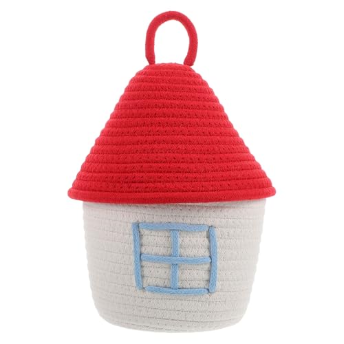 Abaodam Kreativer Aufbewahrungskorb Aus Baumwollfaden Mit Deckel Dekorative Box In Hausform Für Wohnzimmer Schlafzimmer Kinderzimmer Abaodam Kreativer Aufbewahrungskorb Aus Baumwollfaden Mit Deckel Dekorative Box In Hausform Für Wohnzimmer Schlafzimmer Kinderzimmer von Abaodam