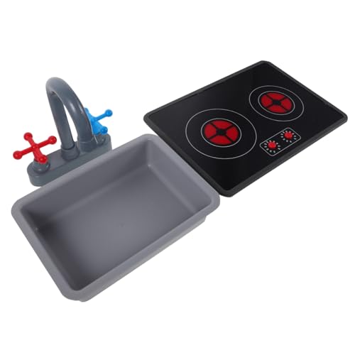 Abaodam Küchenspielset mit Wasserhahn Spüle Induktionsherd Licht Sound Effekten Kindgerechtes Küchenzubehör für Jungen und Mädchen Ergonomisch Sicher Fördert Feinmotorik und Kreatives von Abaodam