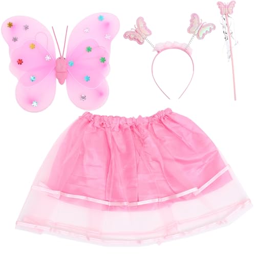 Abaodam Leichtes Schmetterlingsflügel Kostüm für Mädchen Inklusive Rosa Flügel Rock Zauberstab und Haarreif für Karneval Tanz und Cosplay Leuchtendes Feenkostüm Zubehör Abaodam Leichtes Schmetterlingsflügel Kostüm für Mädchen Inklusive Rosa Flügel Rock Zauberstab und Haarreif für Karneval Tanz und Cosplay Leuchtendes Feenkostüm Zubehör von Abaodam