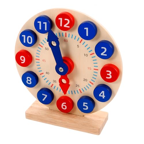 Abaodam 1satz Holz Lernuhr Für Junge Mädchen Pädagogisches Spielzeug Zur Zeitlehre Buntes Zahlen-Design Fördert Kreativität Und Hand-Auge-koordination Für Kleinkinder Und Vorschulkinder von Abaodam