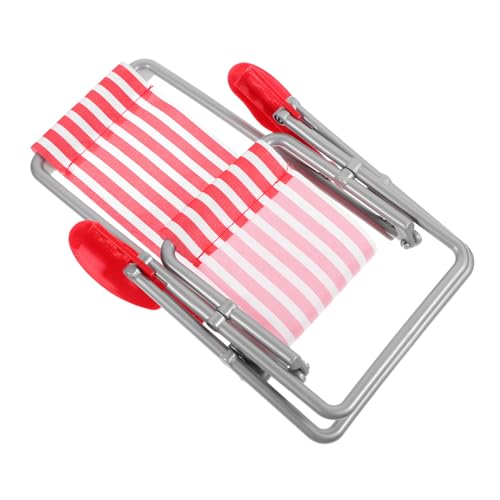 Abaodam Loungesessel für Puppenhaus Klappbarer Strandstuhl Deko Roter Streifen für Handwerk und Garten Hochwertiges und Sicheres Material Perfektes Zubehör von Abaodam