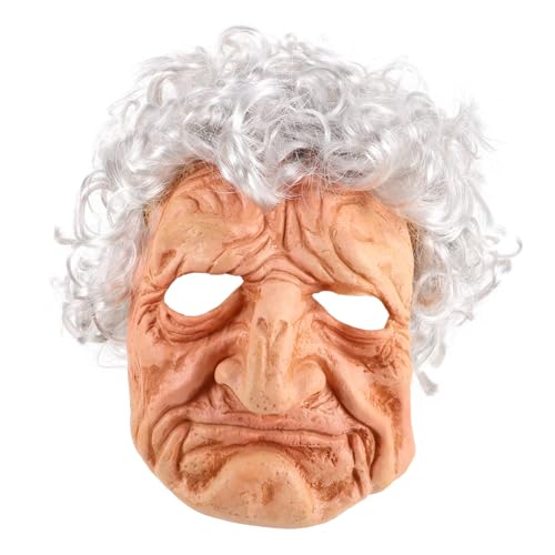 Abaodam Lustige Alte Frau Gesichtsmaske Halloween Old Lady Maske Mit Haarkostüm Perücken Für Männer Cosplay Halloween Party Und Bühnenaufführung Accessoires von Abaodam