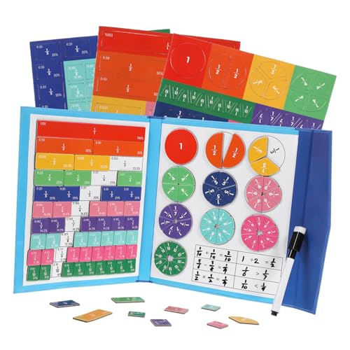 Abaodam Magnetisches Bruchrechnen Lernspiel mit Wiederbeschreibbarer Oberfläche Magnetischen Bruchkreisen und Farbenfrohem Design Interaktives Montessori Mathematikspielzeug für von Abaodam