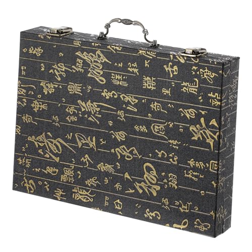 Abaodam Mahjong Aufbewahrungsbox aus Holz Traditionelle Mahjong Organizer für Brettspiele Tragbar mit Griff für Schach und Steine Einzigartiges Design und Praktische Aufbewahrungslösung von Abaodam