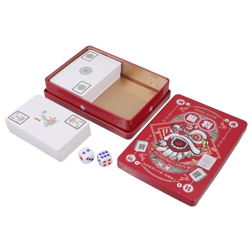 Abaodam Mahjong Karten Reise Mahjong Kartenspiel Leicht Tragbar Mit Würfeln Für Party Freizeit Familien Spiel von Abaodam