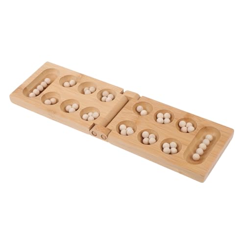 Abaodam Mancala Brettspiel Klappbar aus Bambus mit Natursteinen Intelligenzspielzeug Gedächtnis und Konzentration Familien Reisespiel für Mädchen und Jungen von Abaodam