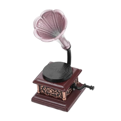 Abaodam Maßstab Filigraner Vintage Gramophon Nachbildung Leichtes Miniaturspielzeug und Detailreiche Puppenhausdekoration für Sammler von Abaodam