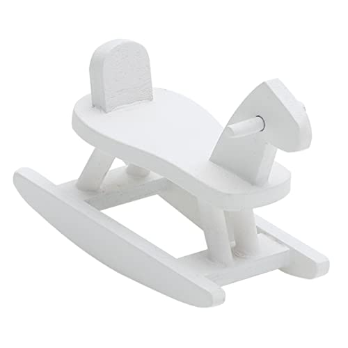 Abaodam Maßstab Handgefertigtes Mini Schaukelpferd aus Holz Detailreiches Ornament für Puppenhaus Babyzimmer Dekoratives Miniatur Pferd für DIY Zimmergestaltung von Abaodam