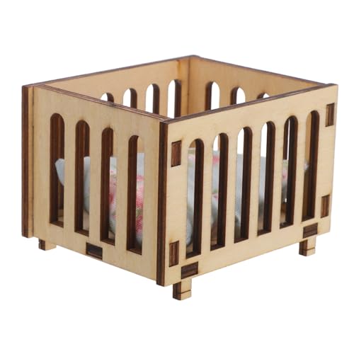 Abaodam Maßstab Holz Einzelbett mit Bettwäsche Handgefertigt Stabil und Pflegeleicht Geeignet für Puppenhaus Dekoration und Rollenspiel von Abaodam