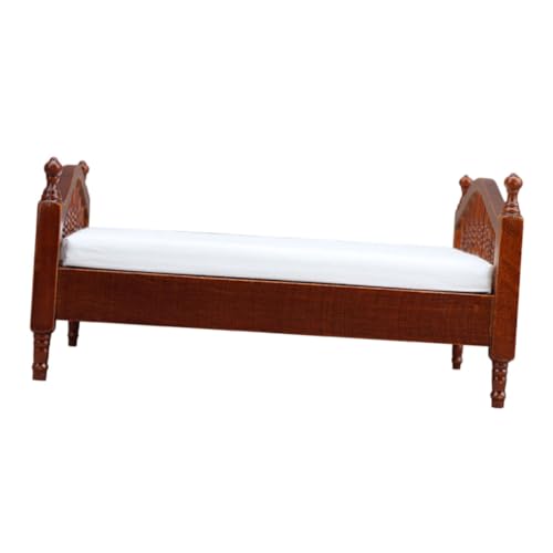 Abaodam Maßstab Holz Puppenhaus Bett für Miniatur Schlafzimmer Dekoration und Rollenspiel von Abaodam