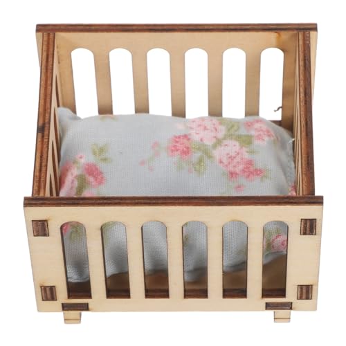 Abaodam Maßstab Holzkinderbett mit Bettwäsche Vielseitig Tragbar für DIY Puppenhaus Möbel Detailreiches Regal-dekor und Miniatur Schlafzimmer Ornament von Abaodam