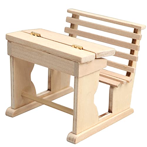 Abaodam Maßstab Klassenzimmer Dekoration Hochwertiger Sicherer und Realistischer Holzschreibtisch für Kinderpuppen von Abaodam
