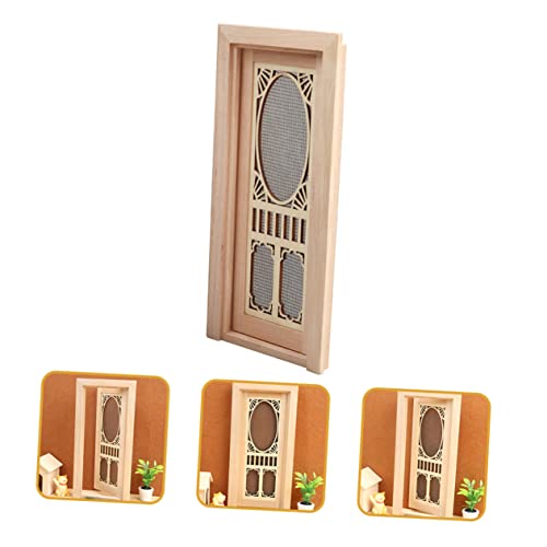Abaodam Maßstab Naturbelassenes Langlebiges Miniatur Tür DIY Zubehör für Mini Häuser Stabile Holztür für Puppenmöbel und Mini Raumdekoration von Abaodam