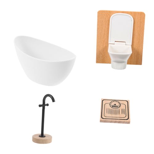 Abaodam Maßstab Puppenhaus Möbel Modell mit Badewanne Toilette Stand Wasserhahn und Miniatur Kunststoff Holz Kinderfreundlich Dekorativ für Puppenhaus Zubehör Abaodam Maßstab Puppenhaus Möbel Modell mit Badewanne Toilette Stand Wasserhahn und Miniatur Kunststoff Holz Kinderfreundlich Dekorativ für Puppenhaus Zubehör von Abaodam