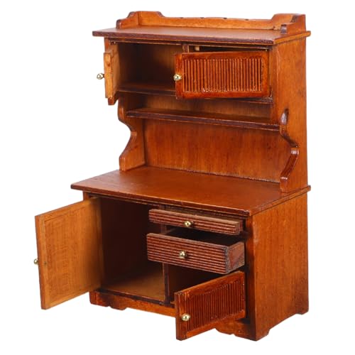 Abaodam Maßstab Puppenhaus Retro Sideboard Schrank mit Doppeltür für Mikro Landschaft Dekoration Langlebiges DIY Möbel Zubehör von Abaodam